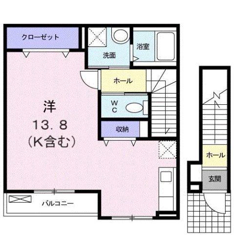 ベルカーナ(1K/2階)の間取り写真