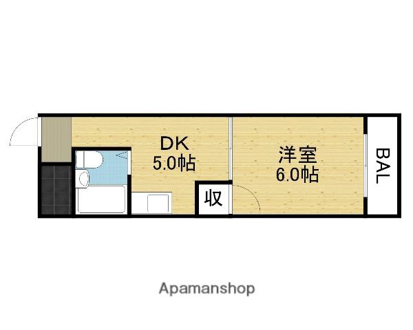 かねまつ南巽マンション(1DK/2階)の間取り写真
