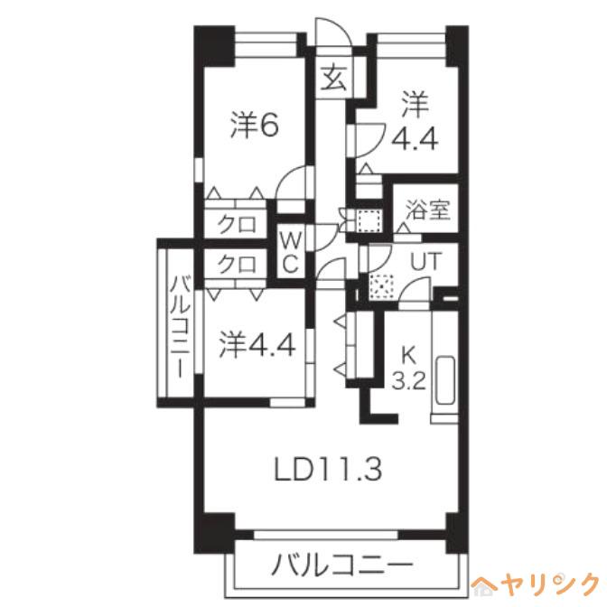 ドエル印場(3LDK/2階)の間取り写真