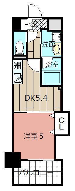 THE SQUARE PLATINUM RESIDENCE(1DK/9階)の間取り写真
