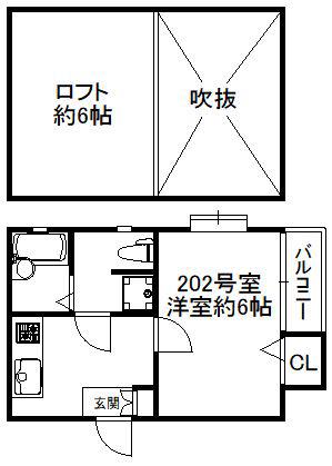 ピュア姪浜七番館 535(1K/2階)の間取り写真