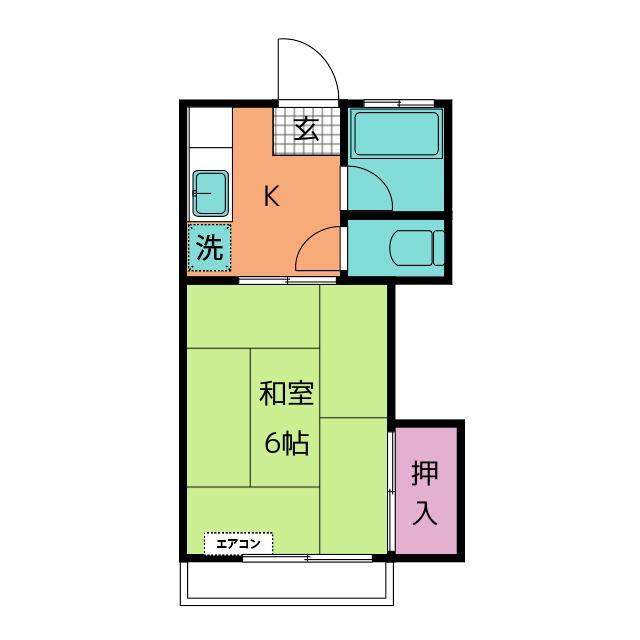 コーポ三和(1K/1階)の間取り写真