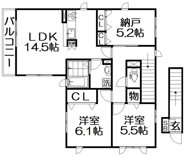 シャーメゾンアミリー(2SLDK/2階)の間取り写真