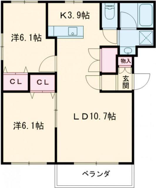 ガーデンハイム(2LDK/2階)の間取り写真