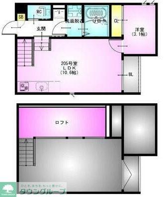 GRANDTIC 東千葉(1LDK/2階)の間取り写真
