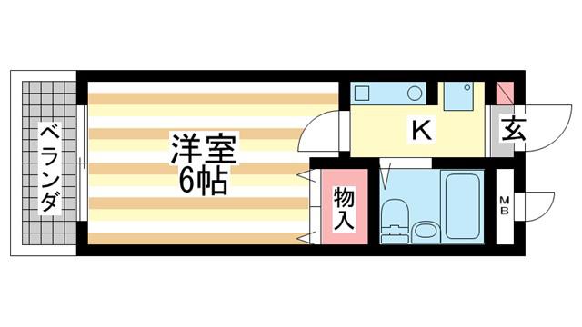 シティパレス富雄北(1K/3階)の間取り写真