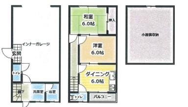 出河原サンパティオ(2DK/1階)の間取り写真