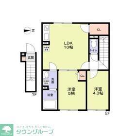 ベリエ花小金井(2LDK/2階)の間取り写真