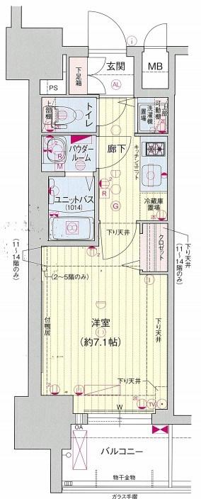 プレサンス金山コネクト(1K/3階)の間取り写真