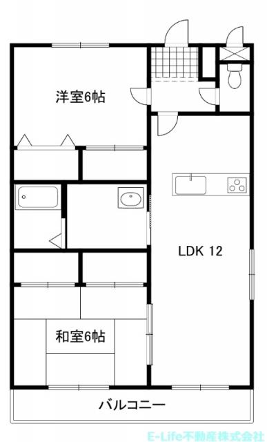 プレステージ御領(2LDK/3階)の間取り写真
