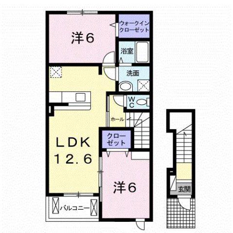 アルカンシエル(2LDK/2階)の間取り写真