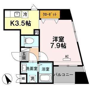 アイリス大森(1K/4階)の間取り写真