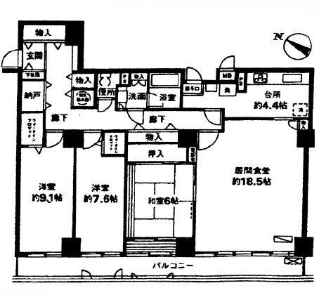 スカイシティ南砂(3LDK/27階)の間取り写真