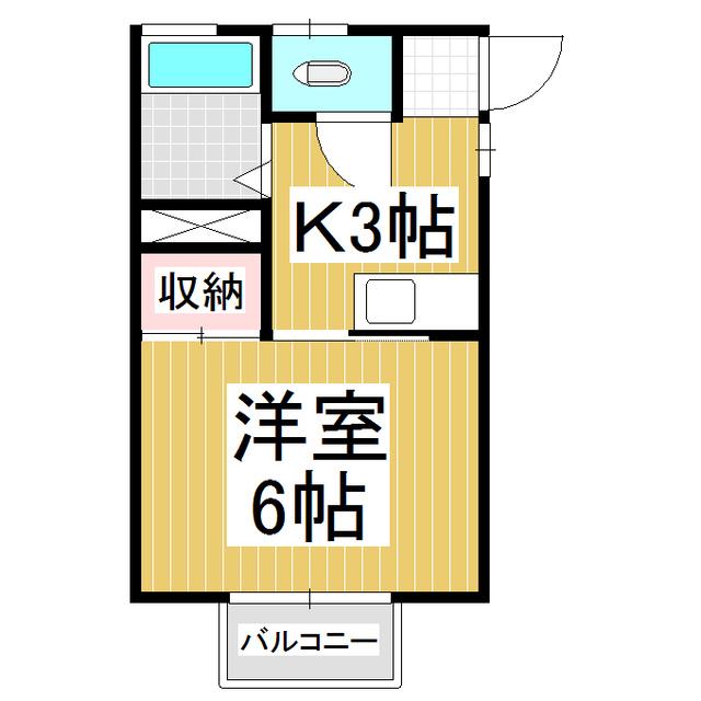 上荒井青山ハイツ(1K/1階)の間取り写真