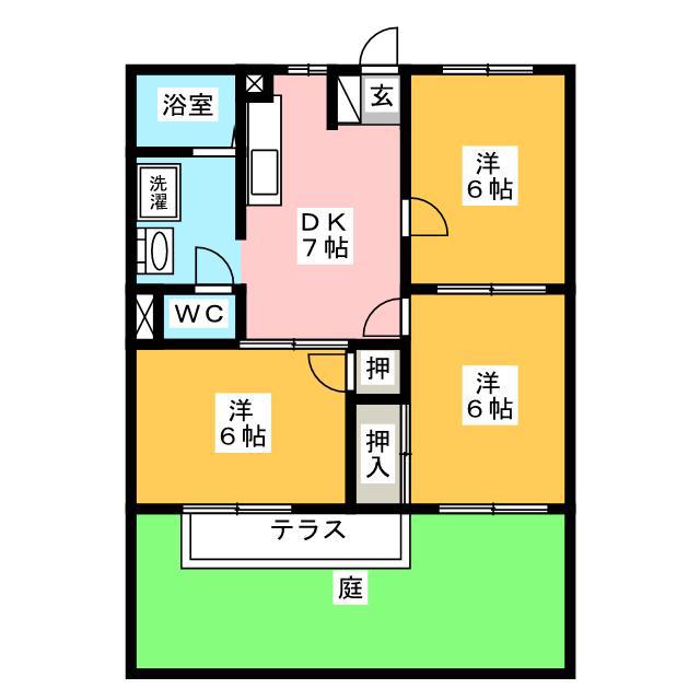 ニューシティ雅II(3DK/1階)の間取り写真