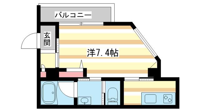 LA LA 白鳥(1K/3階)の間取り写真