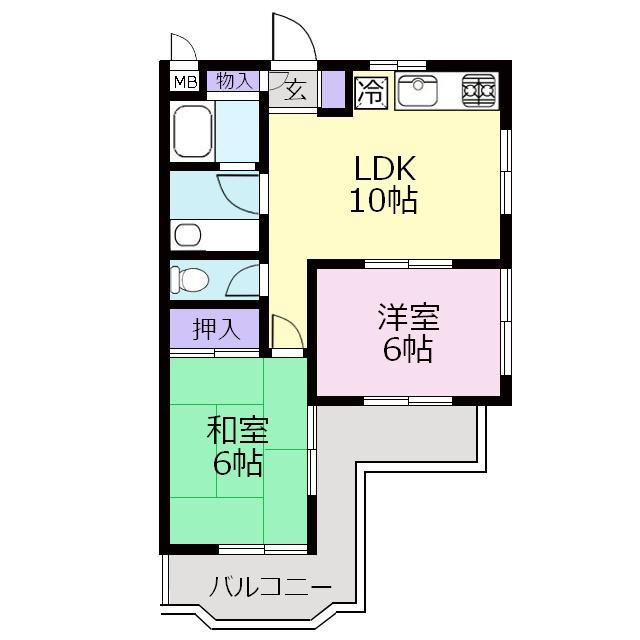 ラッキーヒルズ(2LDK/2階)の間取り写真