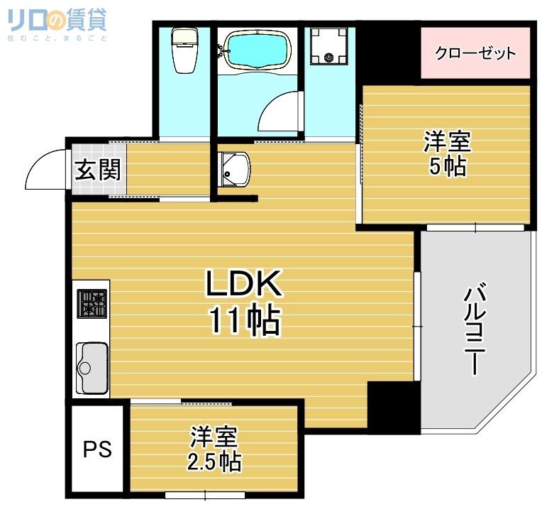 ラフター(2LDK/8階)の間取り写真