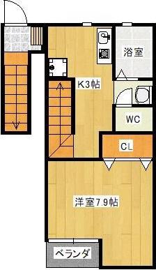 VILLA SOLEIL(1K/2階)の間取り写真