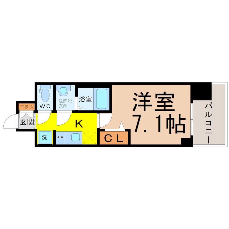プレサンスTHE栄(1K/3階)の間取り写真