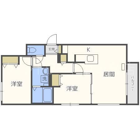 ブランシャールALAIN東札幌(2LDK/4階)の間取り写真