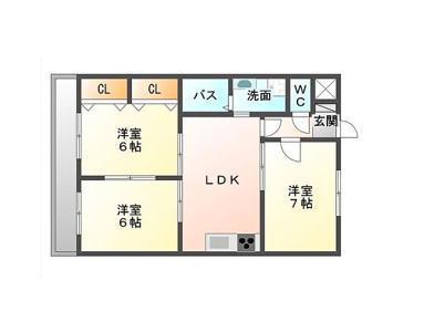 アルカディア三晃(3LDK/1階)の間取り写真