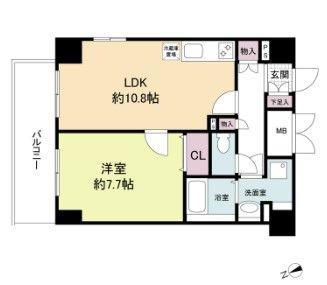 ベクス福島(1LDK/9階)の間取り写真