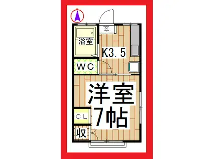 コーポヒロミ(1K/2階)の間取り写真