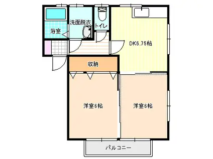 ハイツメイフラワーA(2DK/2階)の間取り写真