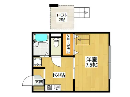 メープルコートI(1K/2階)の間取り写真