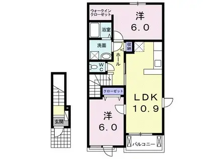リッチ・ノールII(2LDK/2階)の間取り写真