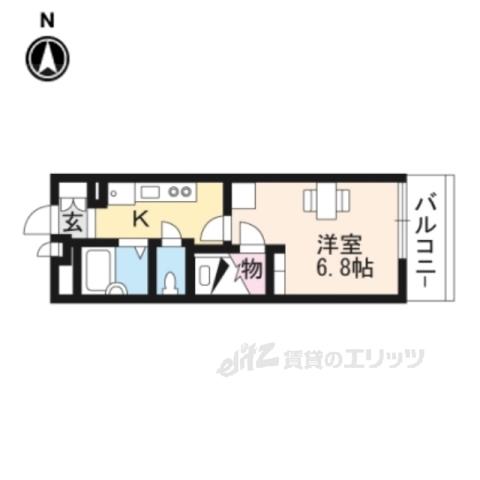 レオパレスヴィルヌーブ大和王寺(1K/4階)の間取り写真