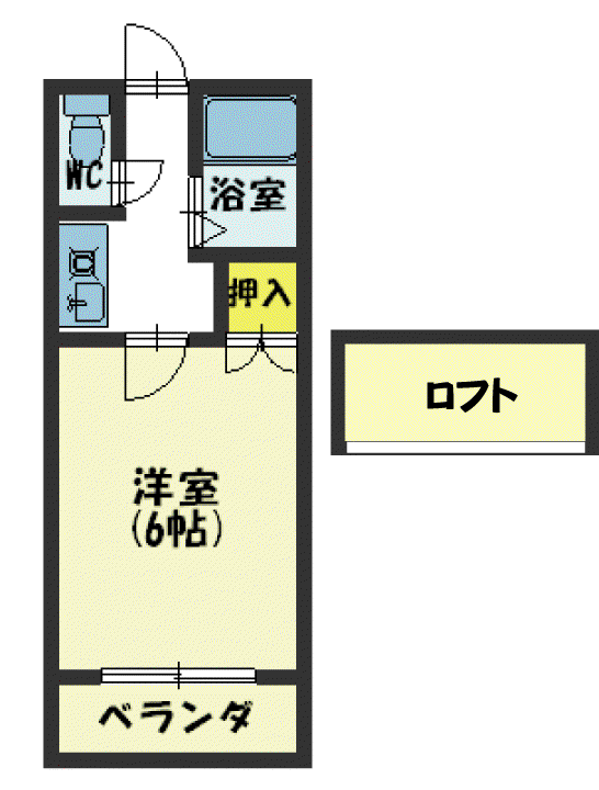 パレス奥田町(1K/2階)の間取り写真