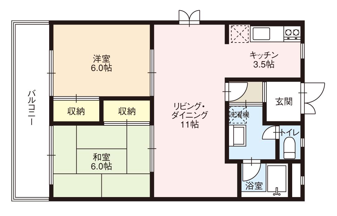 コットンクラブ1(2LDK/2階)の間取り写真