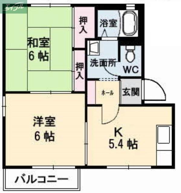 マーガレットハイツ(2K/2階)の間取り写真