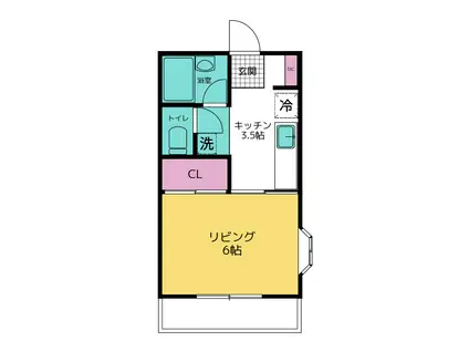 白菊ハイツ C(1K/2階)の間取り写真