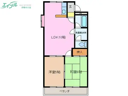 サンヒルズ(2LDK/2階)の間取り写真