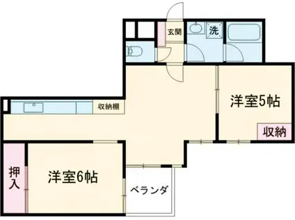 グリーンコーポ青梅(2LDK/5階)の間取り写真