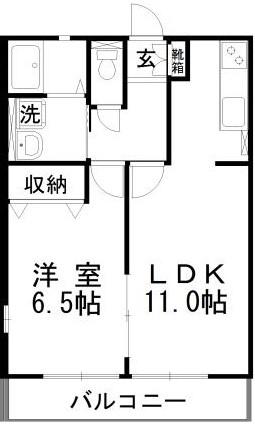 フリーダム(1LDK/1階)の間取り写真