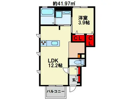 アリエッタ赤坂(1LDK/1階)の間取り写真