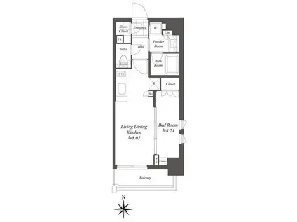 クレストコート白金高輪(1LDK/3階)の間取り写真