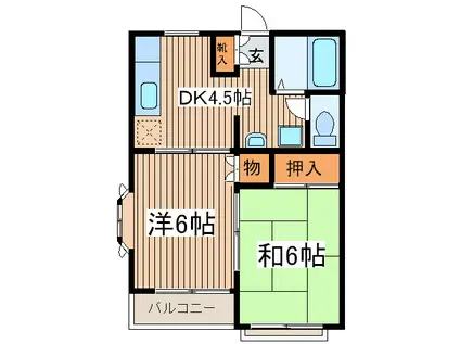 フローラル秋山(2DK/2階)の間取り写真