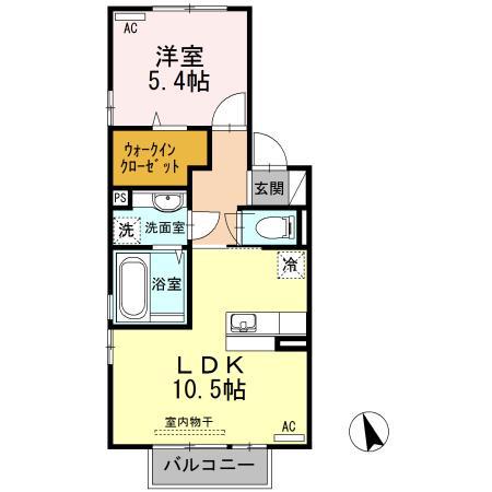 ショコラメゾン・F(1LDK/1階)の間取り写真