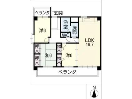ヤマセビル(3LDK/4階)の間取り写真