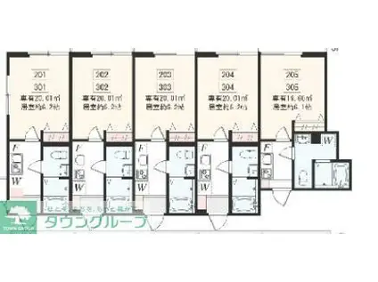 アザーレ・キュリオス中野島(1K/3階)の間取り写真