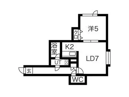 ウッドビレッジII(1LDK/2階)の間取り写真
