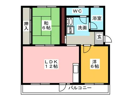 西小中台団地11号棟(2LDK/5階)の間取り写真