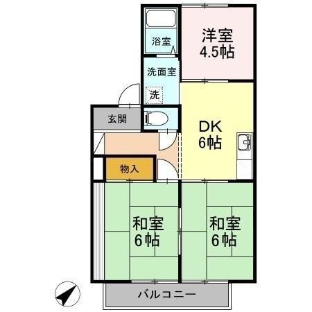 プチパール102(3DK/2階)の間取り写真