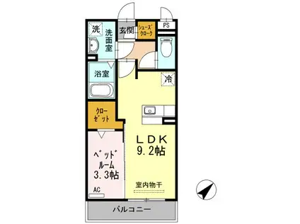 プリマテラッセ(1LDK/3階)の間取り写真