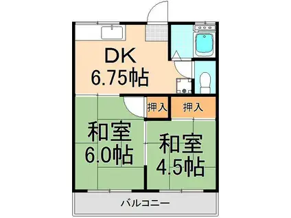 第二タウンコーポ浅田(2DK/2階)の間取り写真